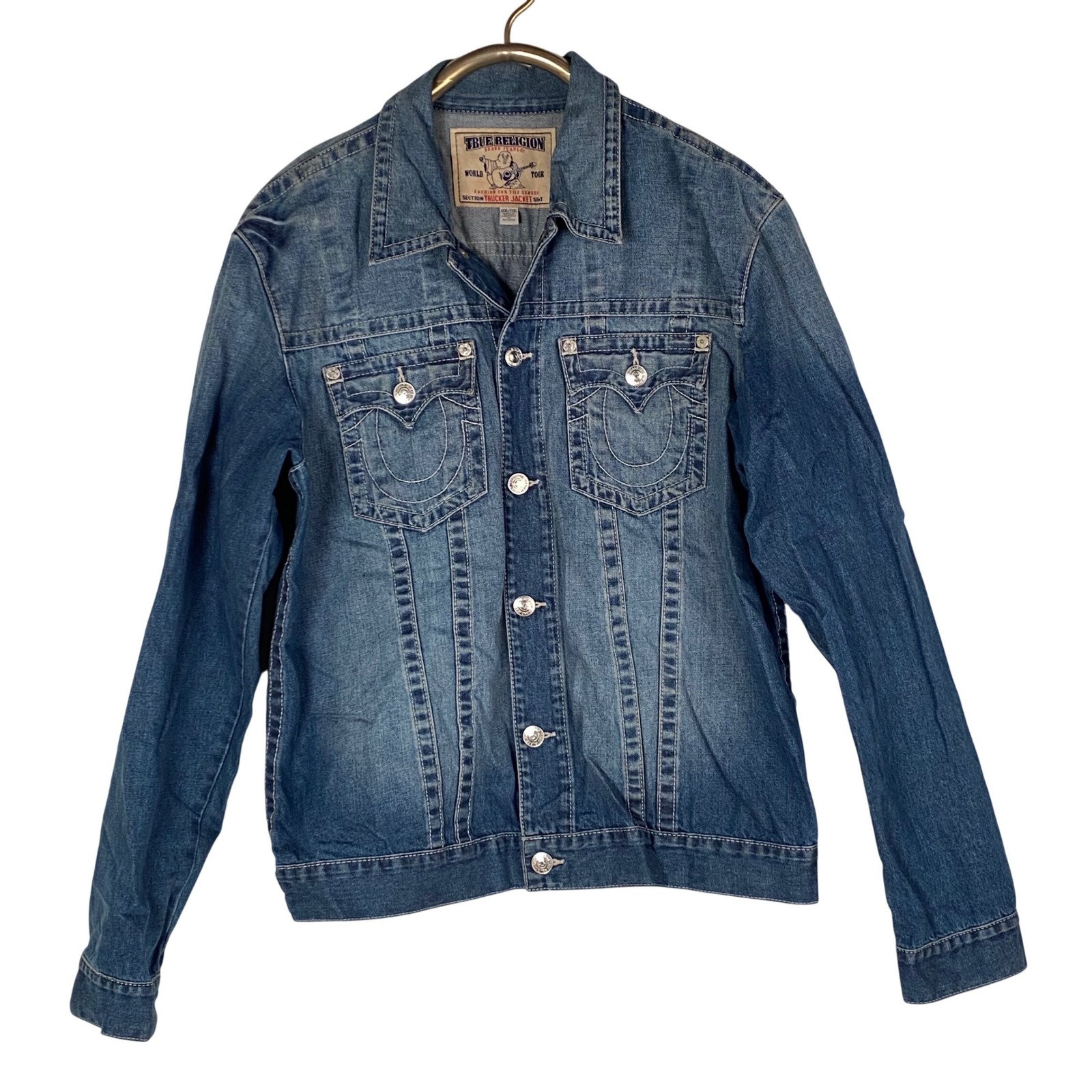 True Religion Mens Xxxl Basic Jacket Natural Denim Trucker Style Made In Mexico